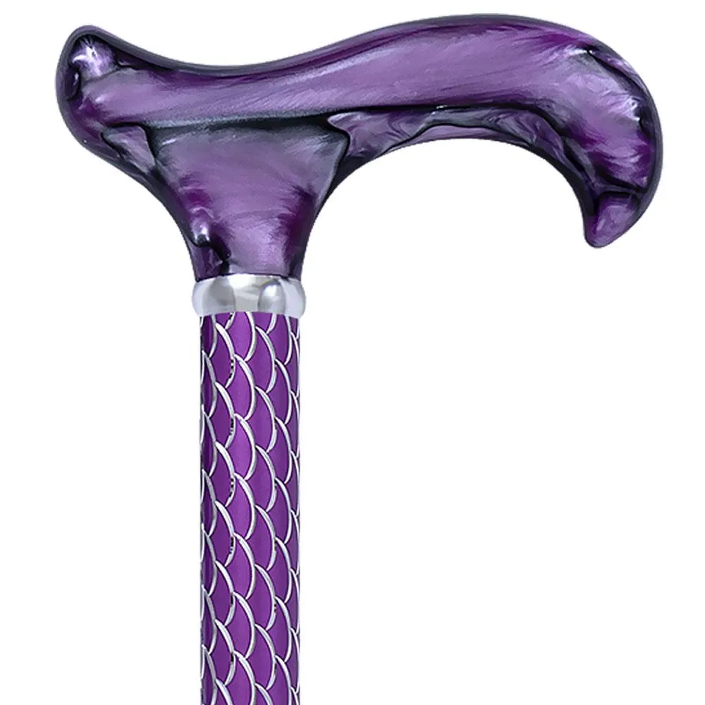 Scratch and Dent Purple Etched Adjustable Cane w/ Pearlz Derby Handle V3358