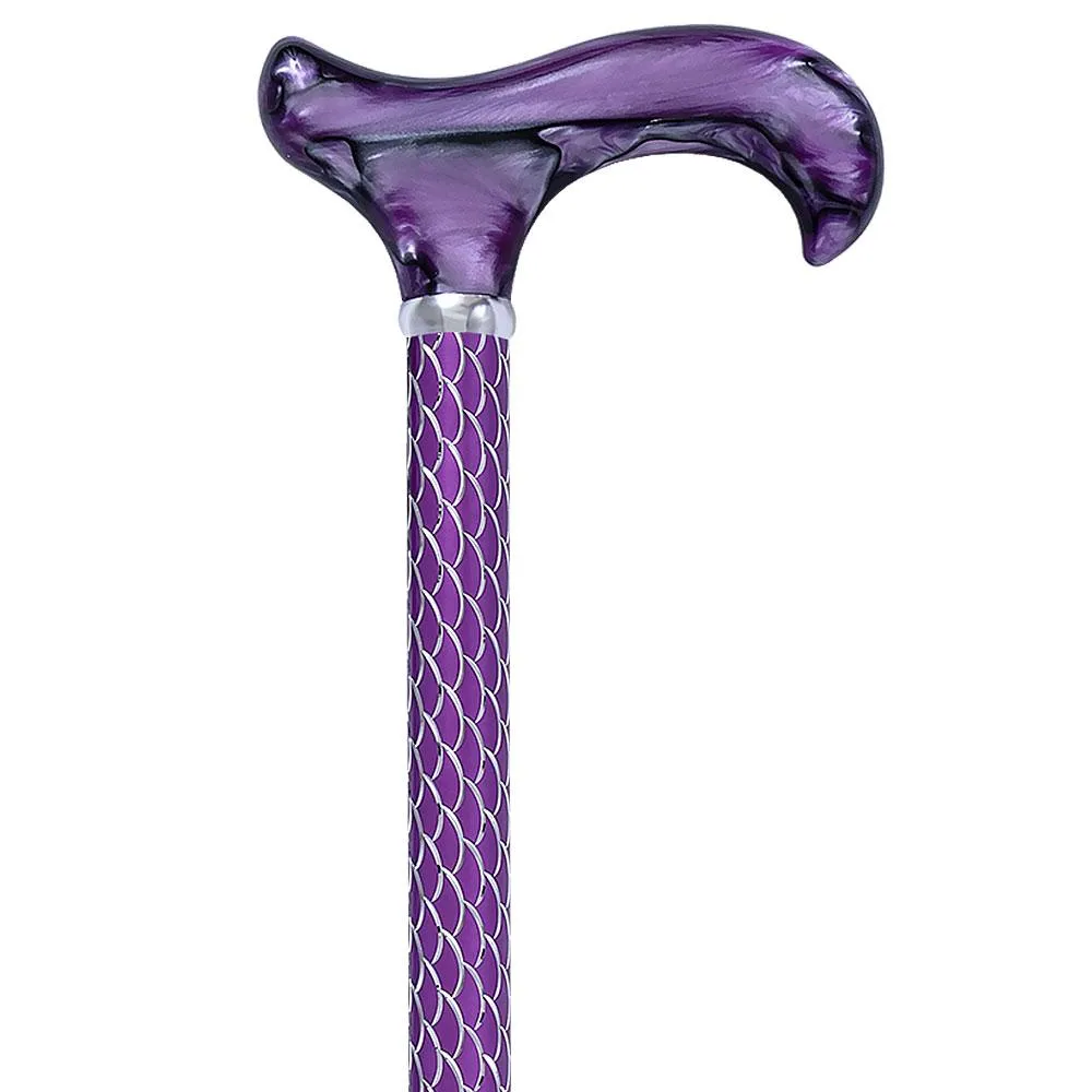 Scratch and Dent Purple Etched Adjustable Cane w/ Pearlz Derby Handle V3358