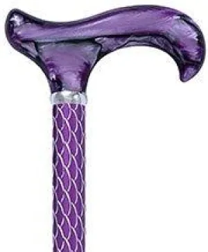 Scratch and Dent Purple Etched Adjustable Cane w/ Pearlz Derby Handle V3358