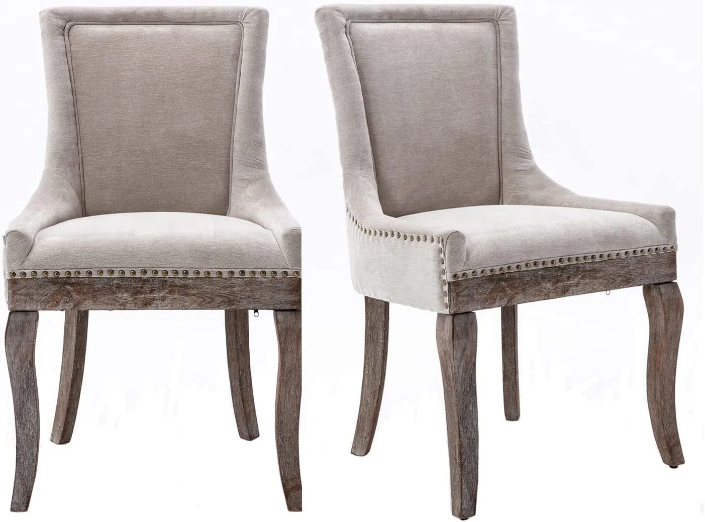 Set of 2 Solid Wood Fabric Upholstered Dining Chair Soft Comfortable