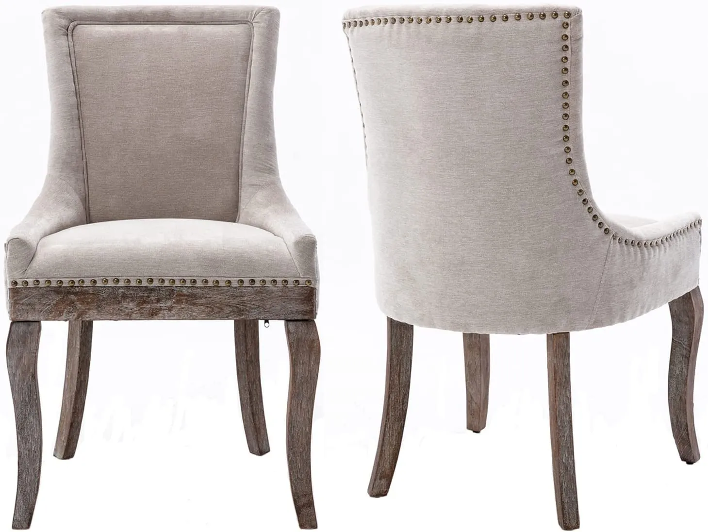 Set of 2 Solid Wood Fabric Upholstered Dining Chair Soft Comfortable