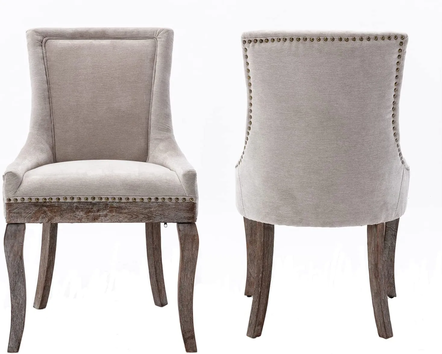 Set of 2 Solid Wood Fabric Upholstered Dining Chair Soft Comfortable