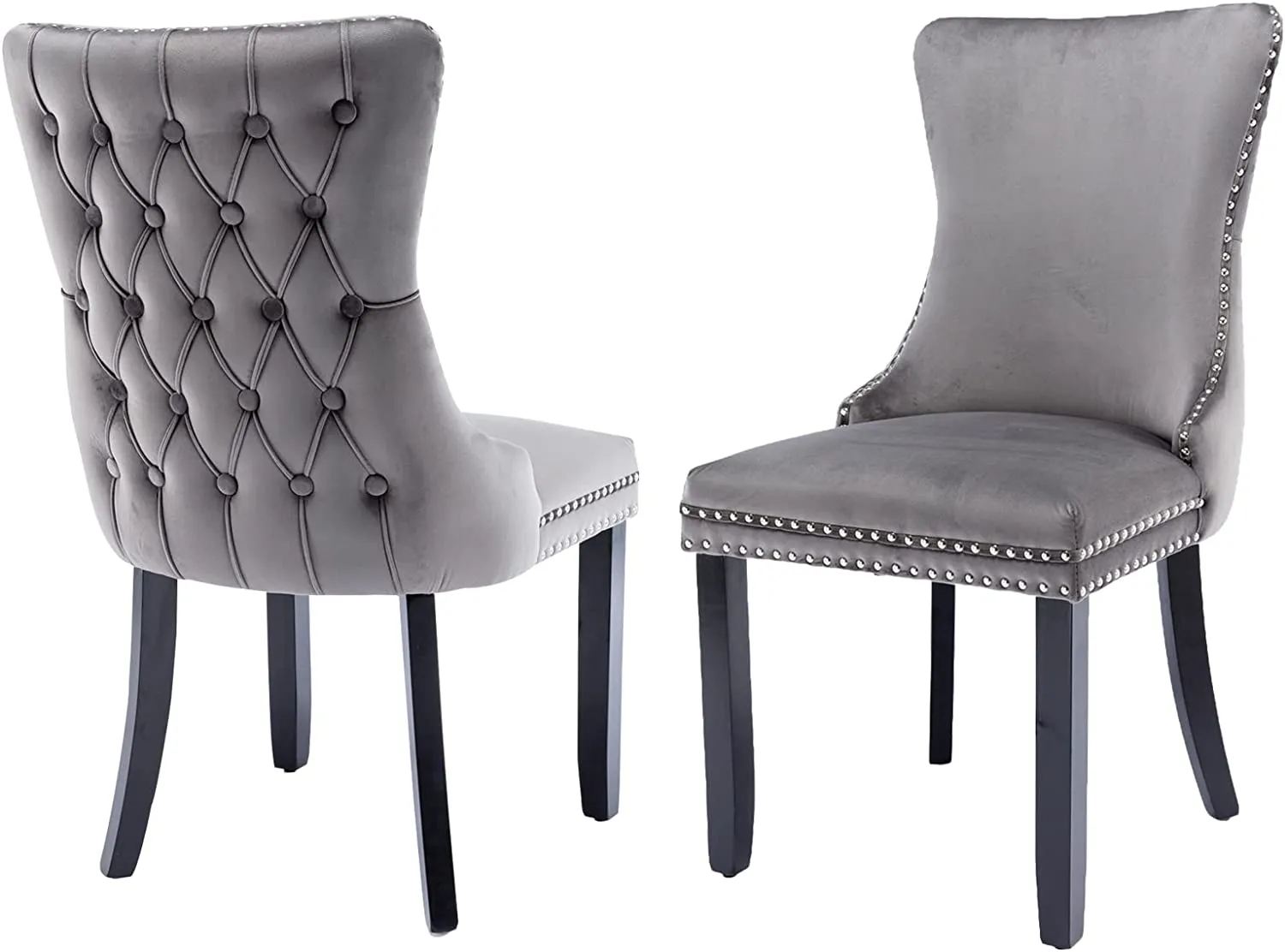 Set of 2 Solid Wood Fabric Upholstered Dining Chair Soft Comfortable