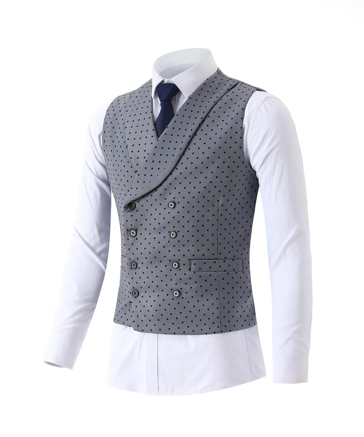 Spot Notch Lapel 3 Pieces Mens Suit (Blazer vest Pants)