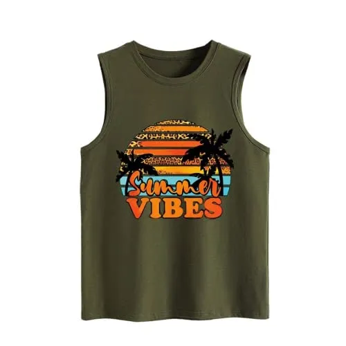 Summer Vibes Tank Tops Women Positive Life Holiday Quote Summer Vacation Cute Beach Shirt