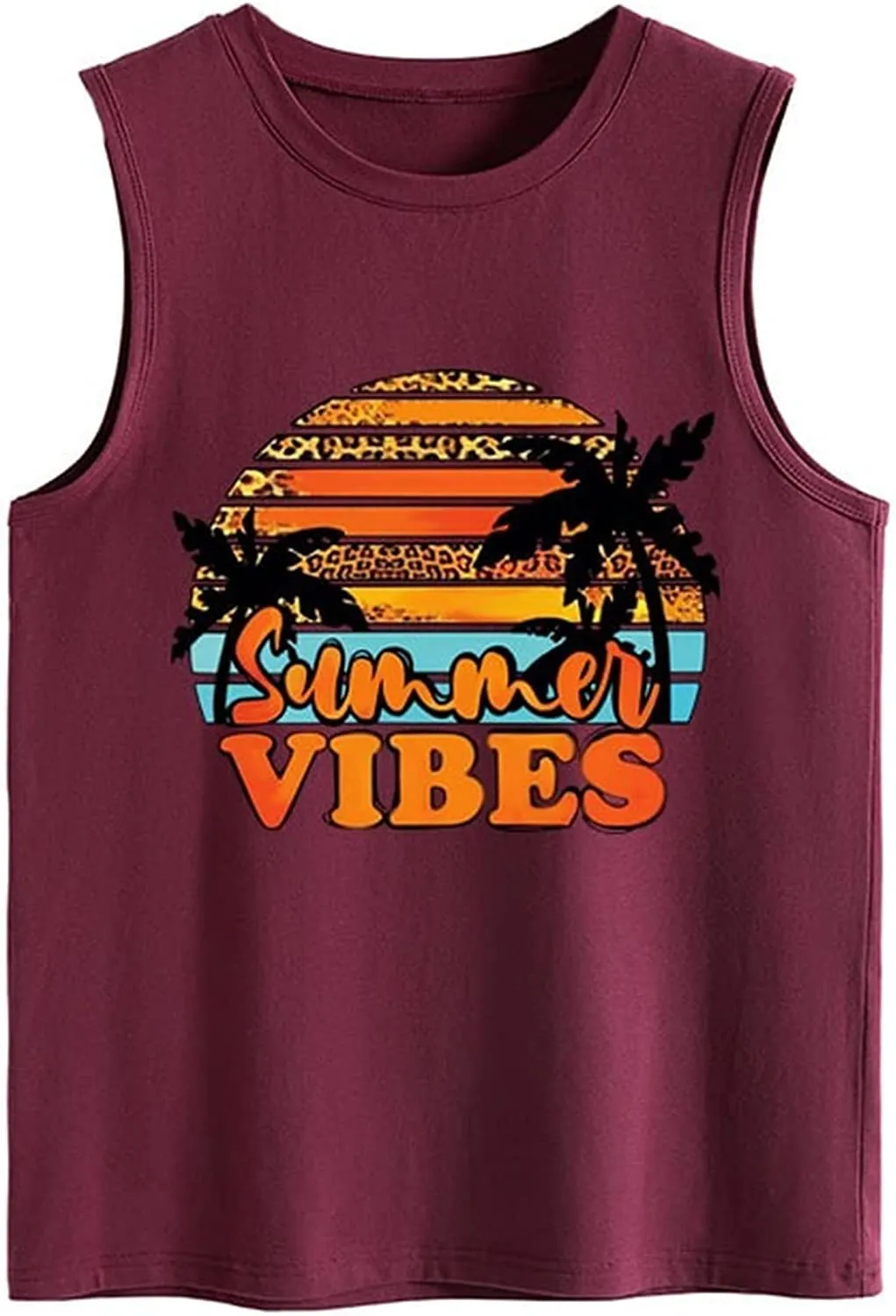 Summer Vibes Tank Tops Women Positive Life Holiday Quote Summer Vacation Cute Beach Shirt