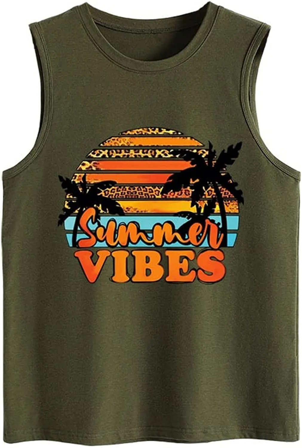 Summer Vibes Tank Tops Women Positive Life Holiday Quote Summer Vacation Cute Beach Shirt