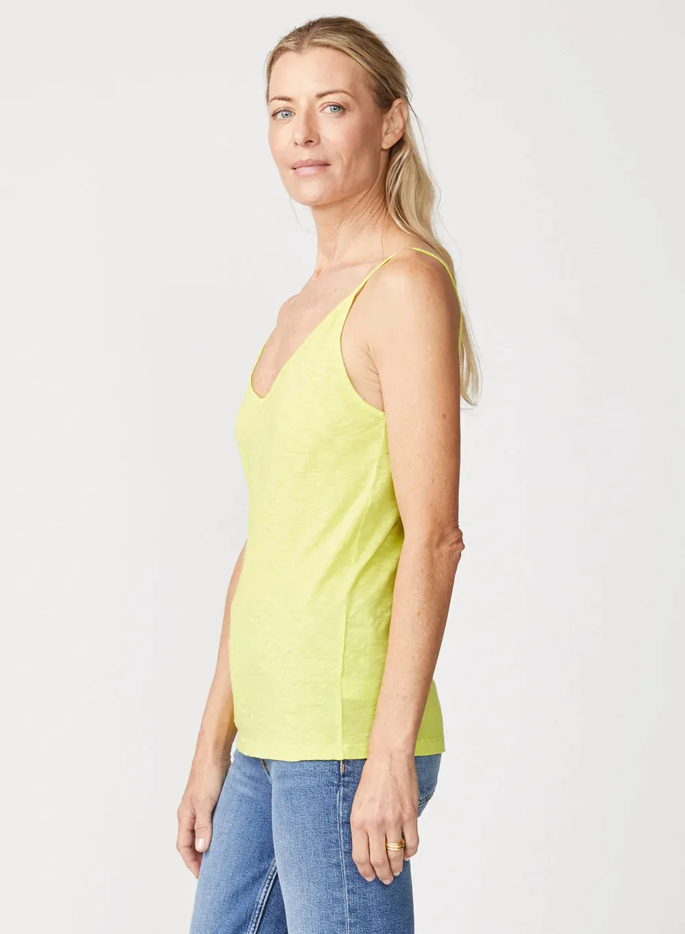 Supima Slub Jersey V Neck Tank - Pear