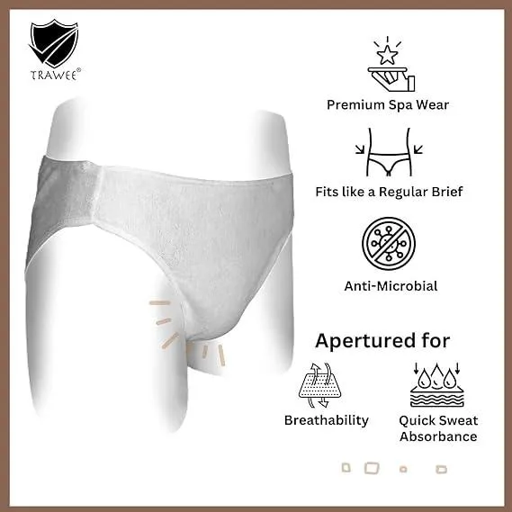 Trawee Disposable Spa Innerwear for Health & Wellness | Non-Transparent with Sweat Absorption | Soft Comfortable Body Fit (Men)