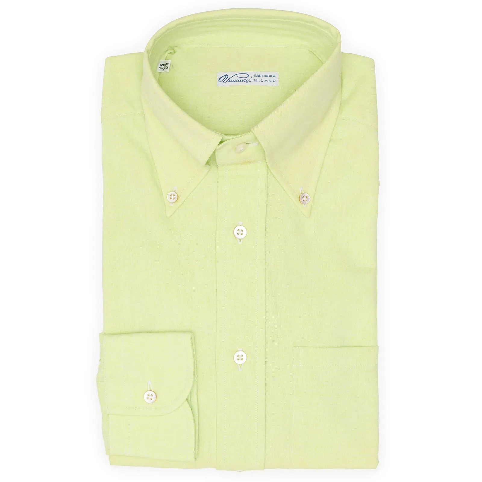 VANNUCCI Milano Lime Green Soft Button-Down Collar Dress Shirt NEW