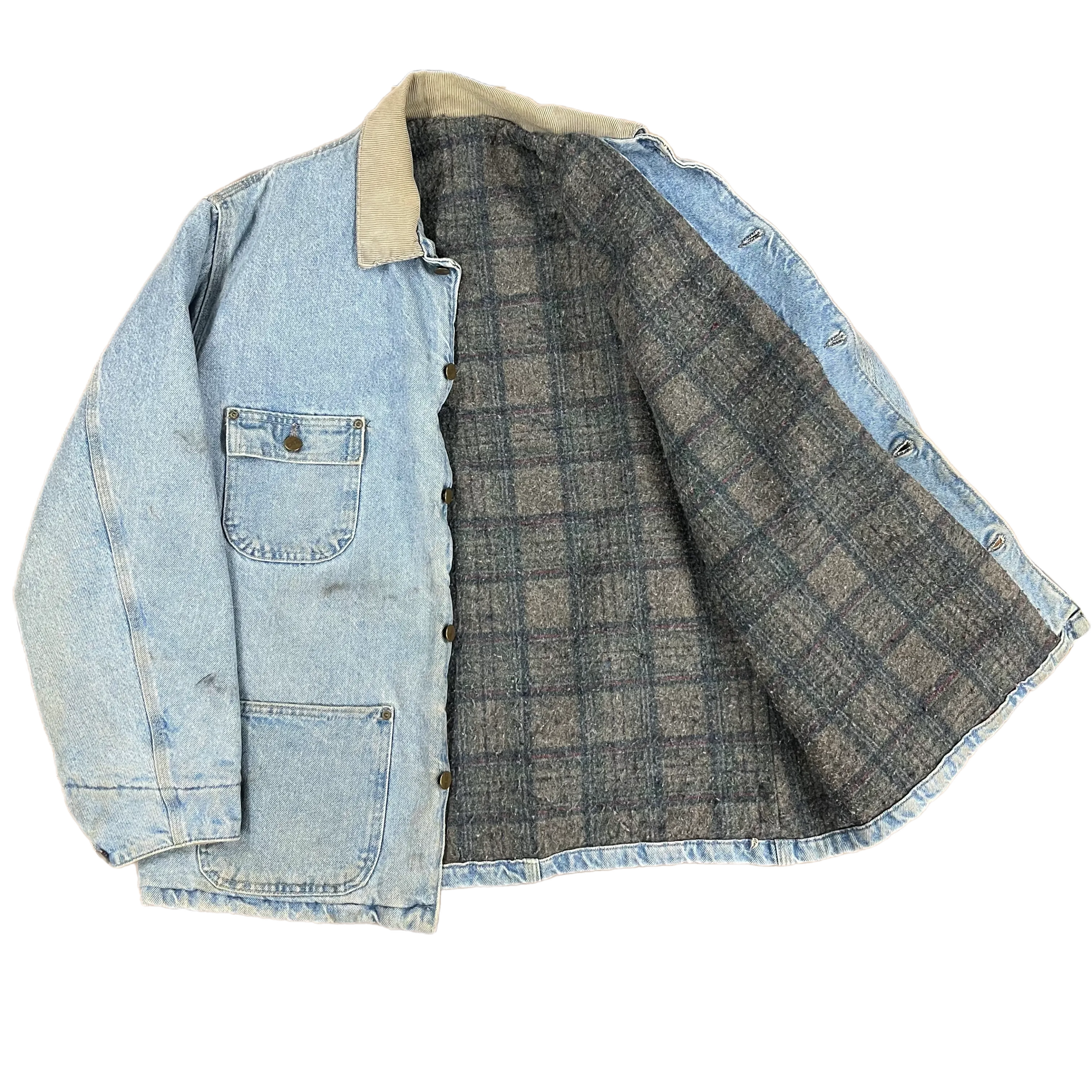 Vintage Carhartt "Stonewashed" Denim Blanket-Lined Chore Coat