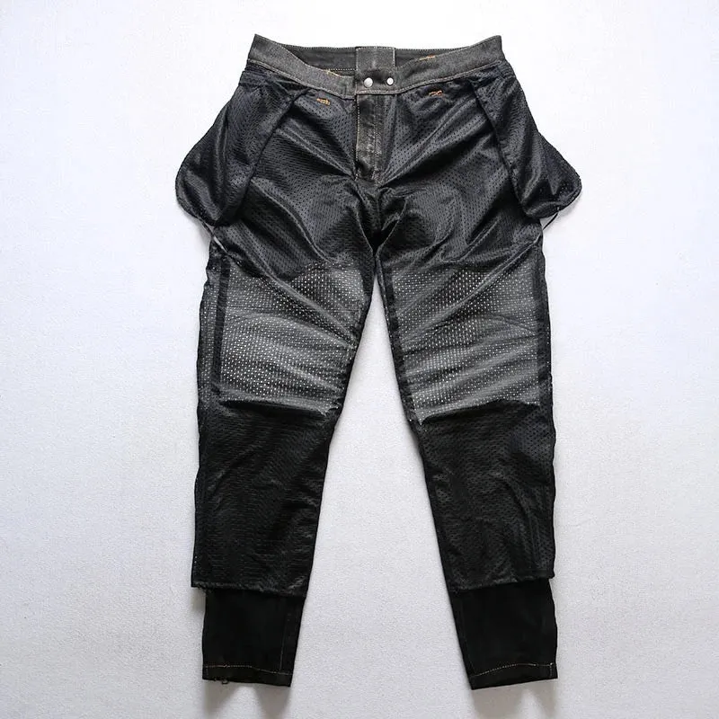 Vintage Heavyweight Woven Elastic Leather Pencil Trousers