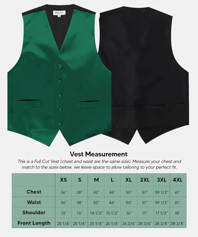 Vittorio Farina Men's Satin Vest, Necktie, Bow Tie and Pocket Square Set (Black Back)