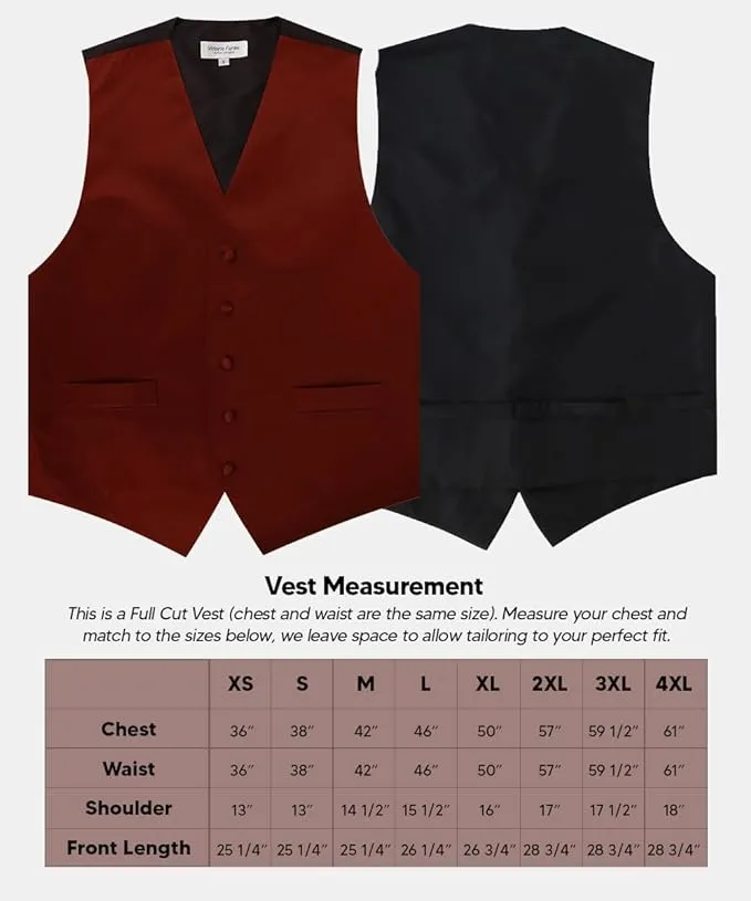 Vittorio Farina Men's Satin Vest, Necktie, Bow Tie and Pocket Square Set (Black Back)