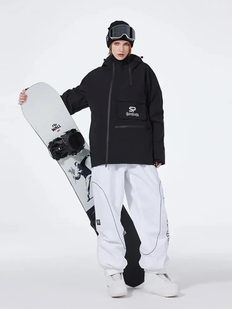 Women's Anorak Snowboarding Suits Zipper Ski Hoodie & Pants Set