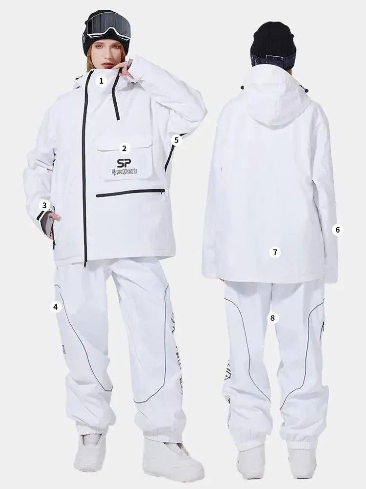 Women's Anorak Snowboarding Suits Zipper Ski Hoodie & Pants Set