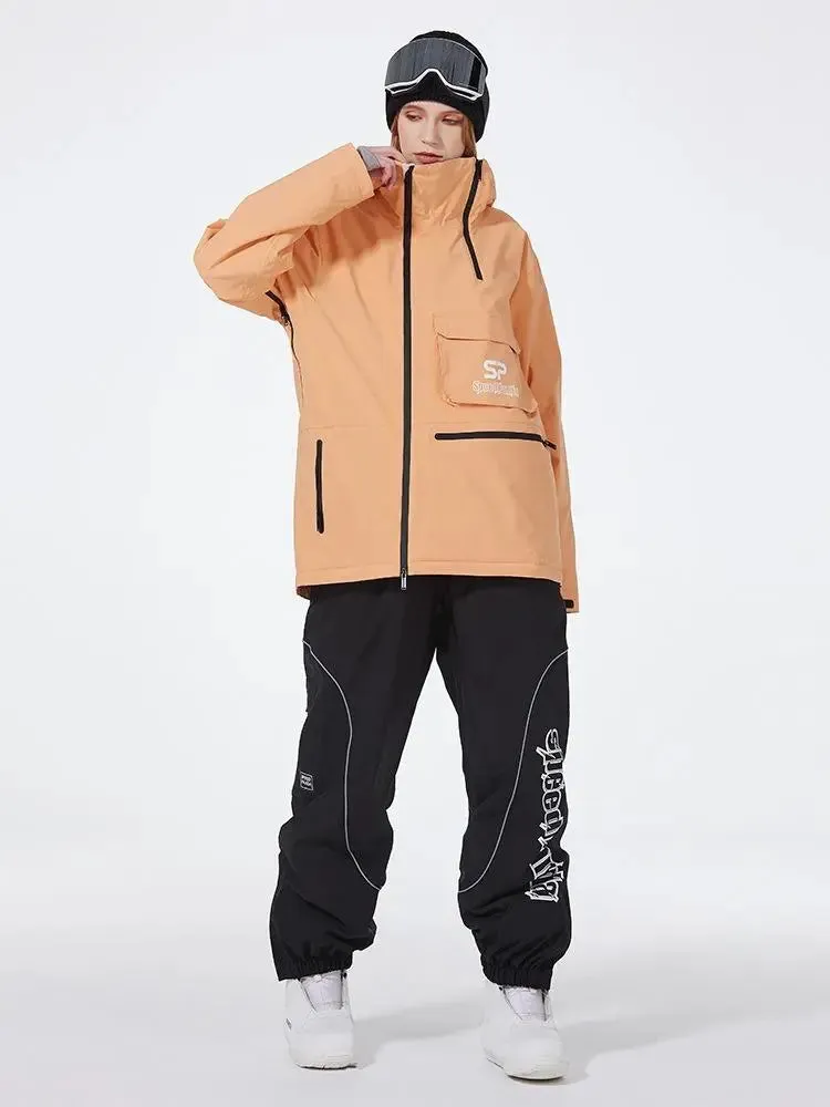 Women's Anorak Snowboarding Suits Zipper Ski Hoodie & Pants Set