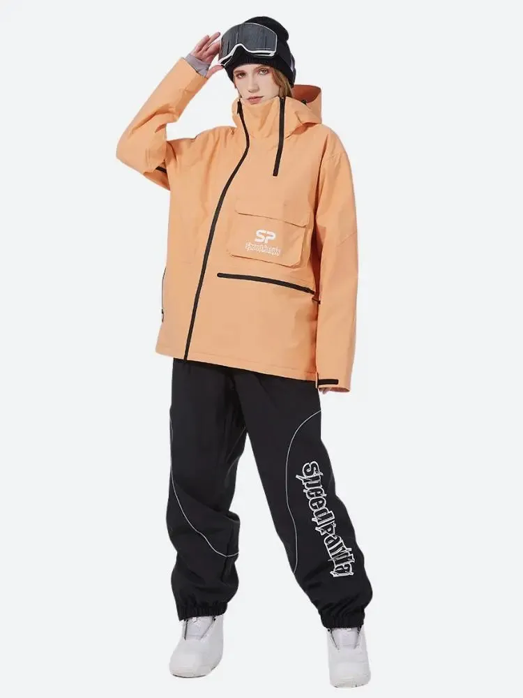 Women's Anorak Snowboarding Suits Zipper Ski Hoodie & Pants Set