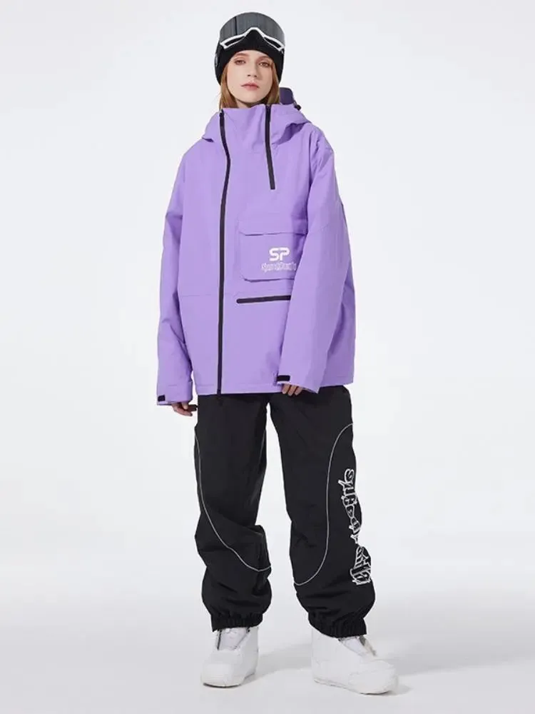 Women's Anorak Snowboarding Suits Zipper Ski Hoodie & Pants Set