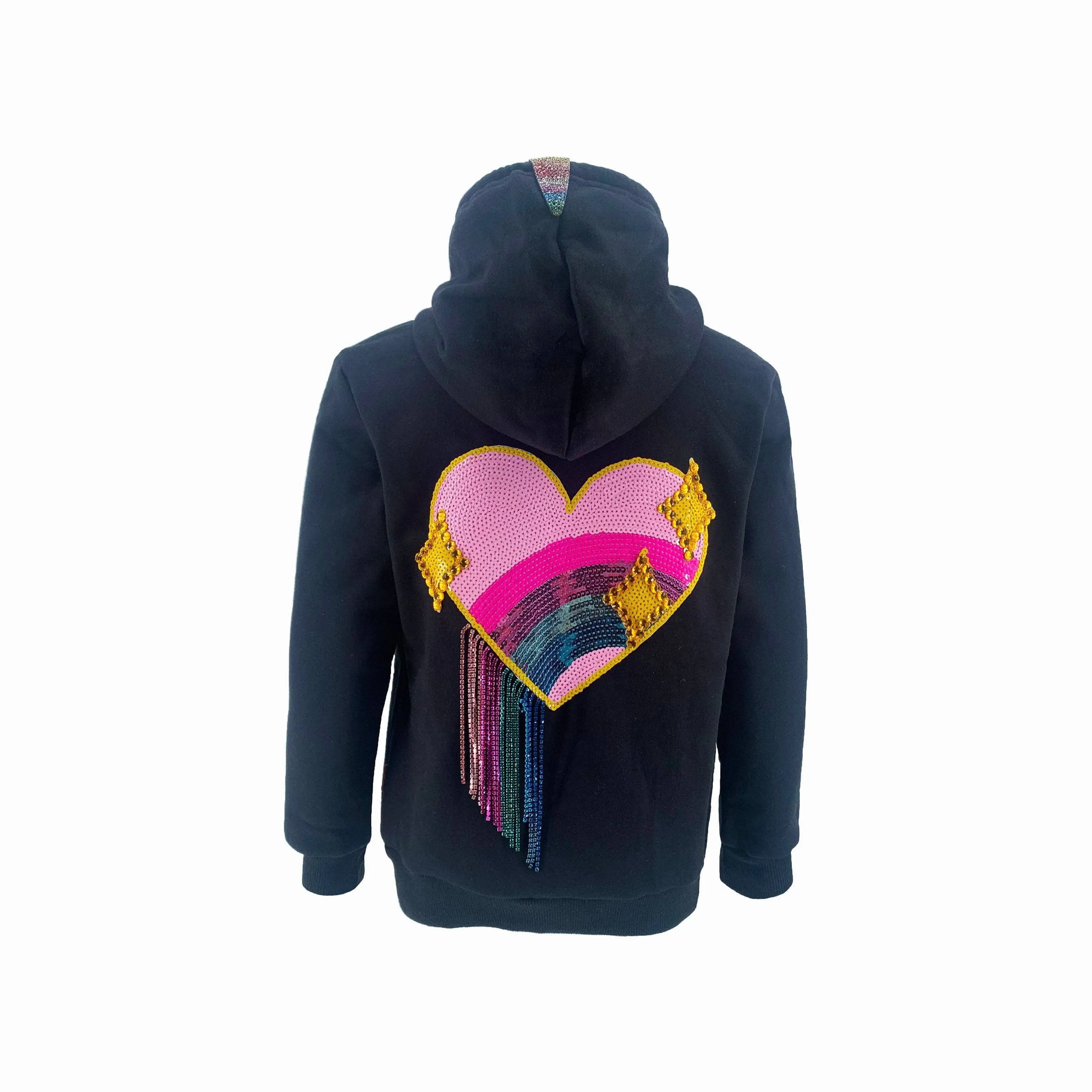 Women's Sparkle Heart Crystal Rain Hoodie