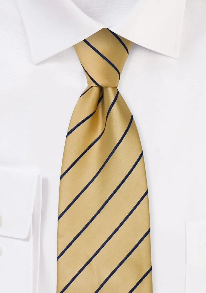 Yellow and Navy Narrow Striped Necktie